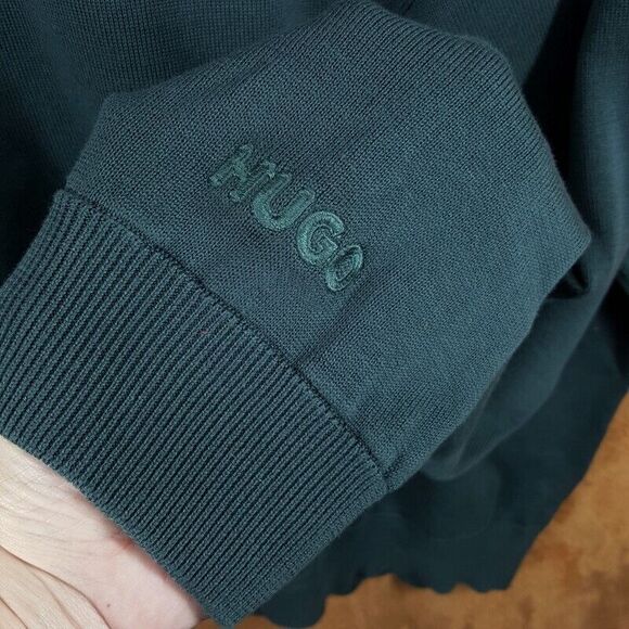 HUGO BOSS Sweater Mens XXL Green Pullover Crew 100% Cotton Logo SAN MATIA $178 - Picture 4 of 9